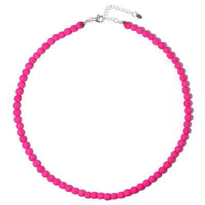 Collar en plata con Lava rosada