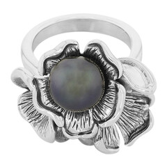Anillo en plata con Perla cultivada de Tahití