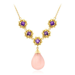 Collar en plata con Calcedonia rosa