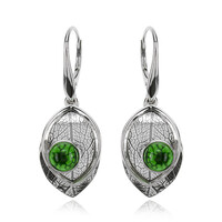 Pendientes en plata con Ámbar colombiano verde