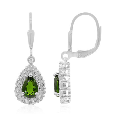 Pendientes en plata con Diópsido de Rusia