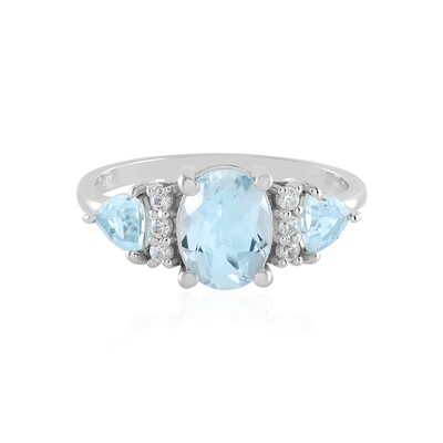 Anillo en plata con Topacio azul cielo