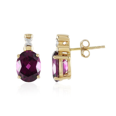 Pendientes en oro con Granate Magenta