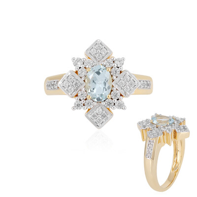 Anillo en plata con Aguamarina