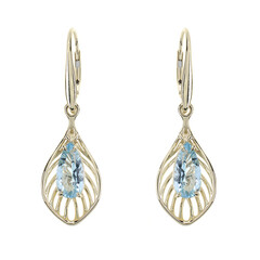 Pendientes en oro con Topacio azul cielo