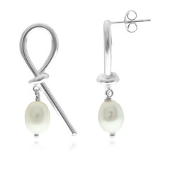 Pendientes en plata con Perla blanca Freshwater (Joias do Paraíso)