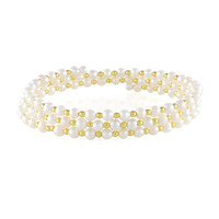 Brazalete en acero con Perla blanca Freshwater (Riya)