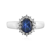 Anillo en plata con Zafiro estrella azul