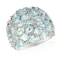 Anillo en plata con Topacio azul cielo