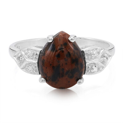 Anillo en plata con Obsidiana caoba