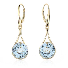Pendientes en oro con Topacio azul cielo