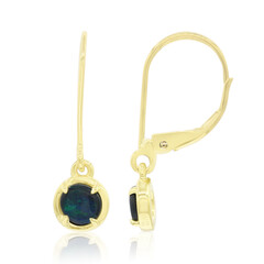 Pendientes en oro con Ópalo negro de Lightning Ridge