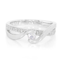 Anillo en plata con Piedra de Luna arcoíris