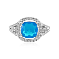 Anillo en plata con ópalo azul de Etiopía