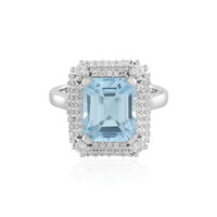 Anillo en plata con Topacio azul cielo