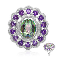 Anillo en plata con Cuarzo místico verde