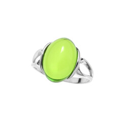 Anillo en plata con Ámbar colombiano verde