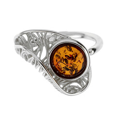 Anillo en plata con Ámbar báltico