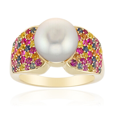 Anillo en oro con Perla de mar plateada (Michelle Albala)