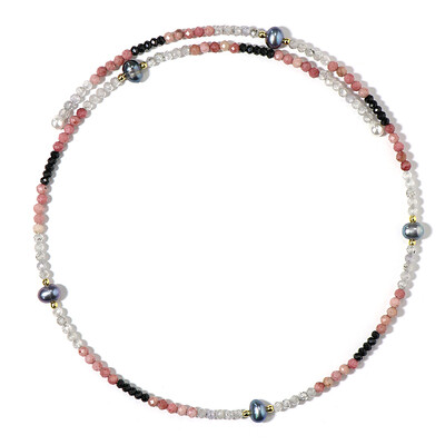 Collar al cuello en acero con Perla freshwater negra (Riya)