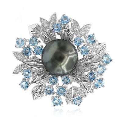 Broche en plata con Perla cultivada de Tahití (TPC)