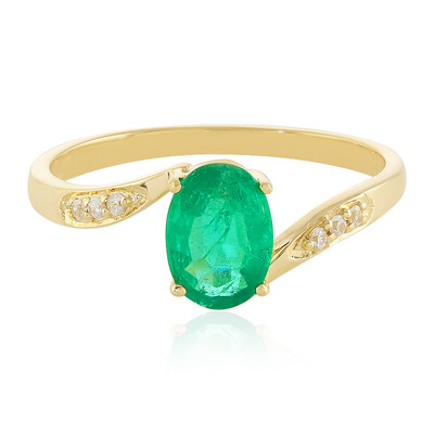 Anillo en oro con Esmeralda de Zambia