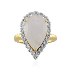 Anillo en plata con Piedra de Luna arcoíris
