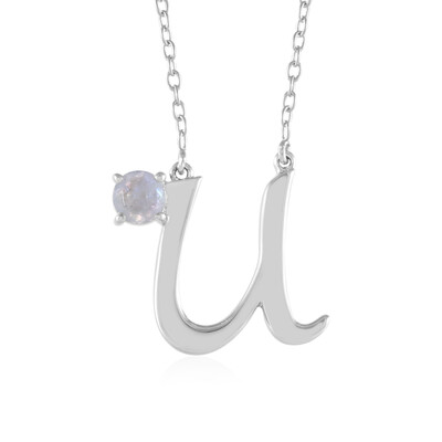 Collar en plata con Piedra de Luna arcoíris