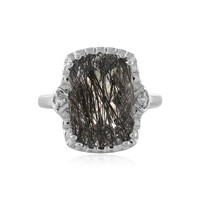 Anillo en plata con Cuarzo rutilado negro