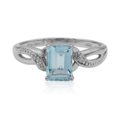 Anillo en plata con Topacio azul cielo