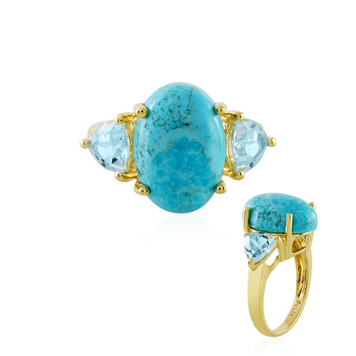 Anillo en plata con Turquesa azul del Mohave Kingman