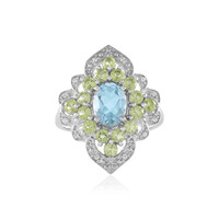 Anillo en plata con Topacio azul cielo