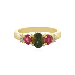 Anillo en plata con Turmalina verde