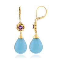 Pendientes en plata con Calcedonia agua