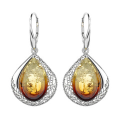 Pendientes en plata con Ámbar del Báltico amanecer