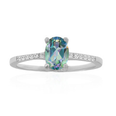 Anillo en plata con Topacio místico verde azulado