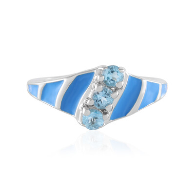 Anillo en plata con Topacio azul suizo