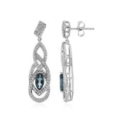 Pendientes en plata con Topacio azul de Londres