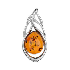 Colgante en plata con Ámbar báltico cognac