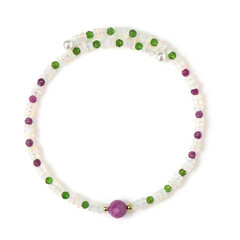 Brazalete en acero con Rubí de Mozambique (Riya)