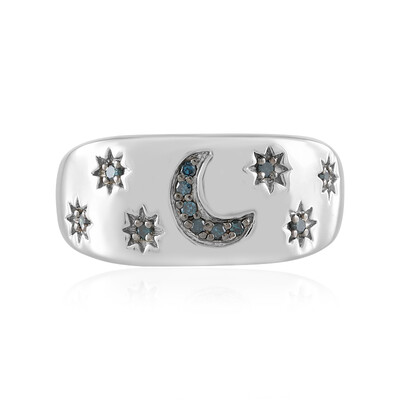 Anillo en plata con Diamante azul SI1