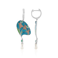 Pendientes en plata con Perla blanca Freshwater(Adela Silber)