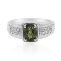 Anillo en plata con Moldavita