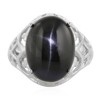 Anillo en plata con Diópsido estrella de la India