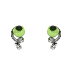 Pendientes en plata con Ámbar colombiano verde