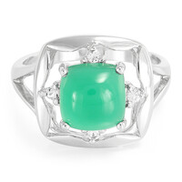 Anillo en plata con Calcedonia verde