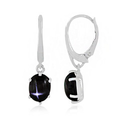 Pendientes en plata con Diópsido estrella de la India