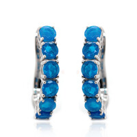 Pendientes en plata con Ópalo azul neón