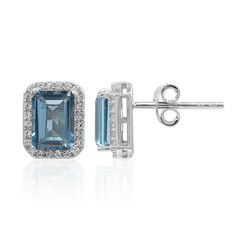 Pendientes en plata con Topacio azul de Londres