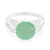 Anillo en plata con Calcedonia verde